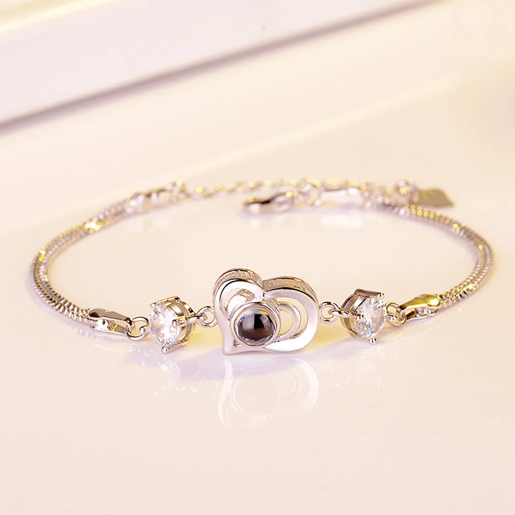 

Tik Toks Gil's Gold Bracelet Girl New 100 Languages I Love You Valentine's Day Present Memory Projection Bracelets FJSL