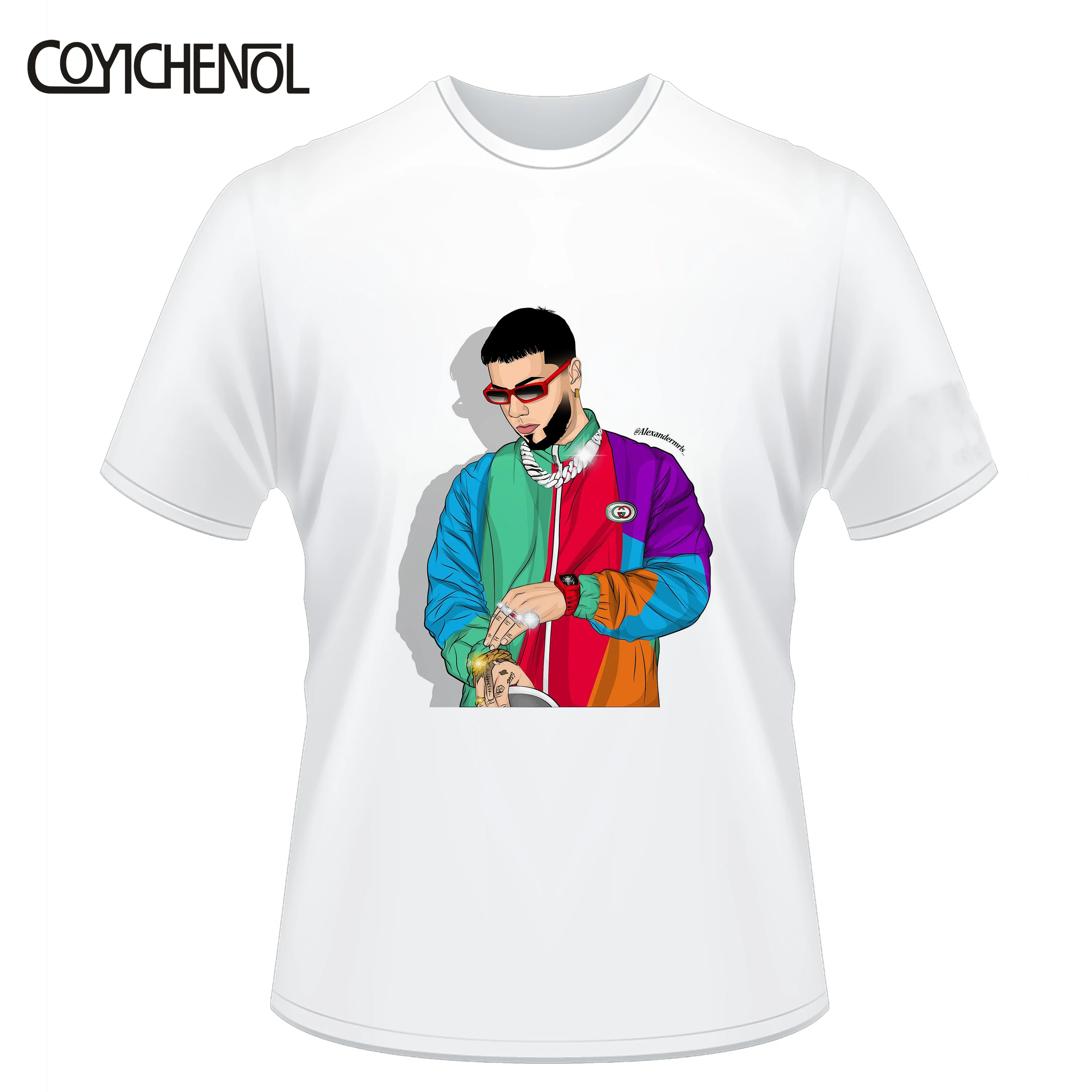 Anuel Aa tshirt oversized modal Man funny design printed tops 5XL plus size solid color homme COYICHENOL | Мужская одежда