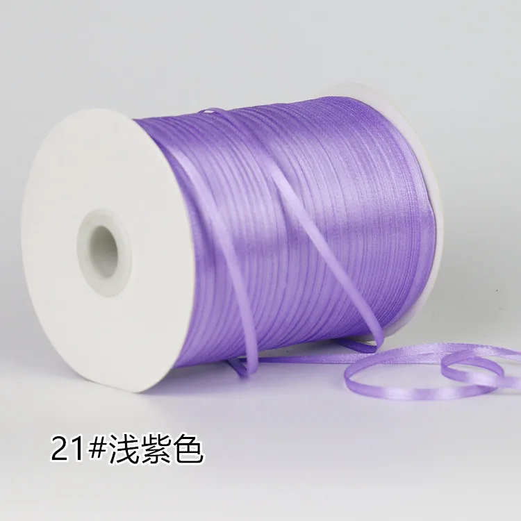 25 м/лот 3 мм атласные ленты ручной работы для рукоделия свадебные принадлежности для дня рождения украшения Подарочная коробка упаковочные ленты - Цвет: Light purple