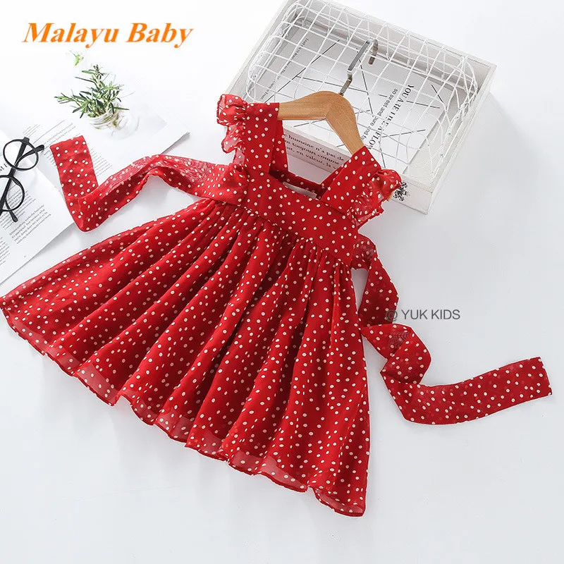 Malayu/платье для маленьких девочек г. Новое летнее шифоновое платье принцессы без рукавов с бантом для девочек платье для дня рождения детская одежда От 2 до 7 лет