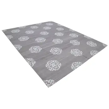 

244x297 Cm Grey Handmade Dhurrie Rug-8x10 Ft