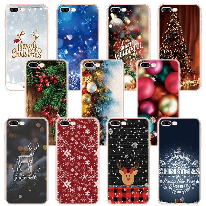 

Merry Christmas Silicone Coque Soft TPU Cases For iPhone X 7 8 XS 11 Pro Max XR 5 5S S SE 4 4S 5C 6 6S Plus Case Bags Back Cover