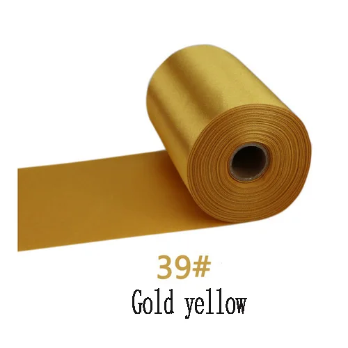 25Meters/Roll 8cm/10cm/15cm Silk Satin Ribbons DIY Wedding Chair Sashes Christmas Gift Wrapping Decoration Silk Ribbons Ruban 39-Gold yellow