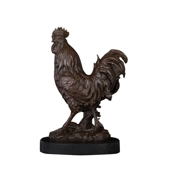 

Bronze animal ornament small size rooster statue sculpture for home decoration