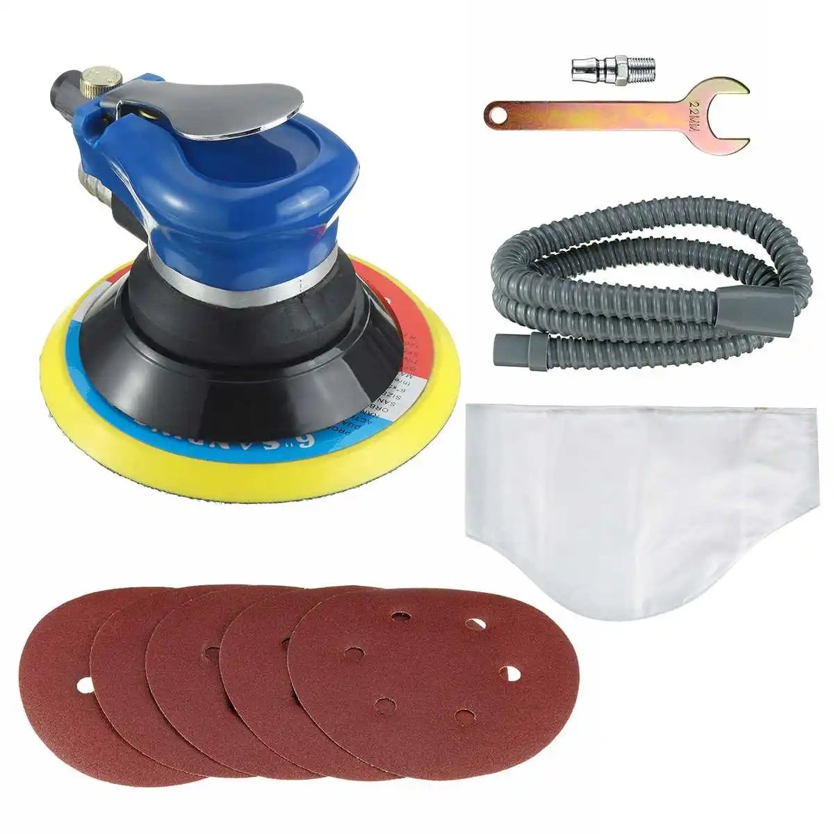 Drillpro 10 шт. 5 ''электрическая многофункциональная пневматическая орбитальная шлифовальная машина полировальный комплект для ваксации полировщик с инструментами для пылесоса