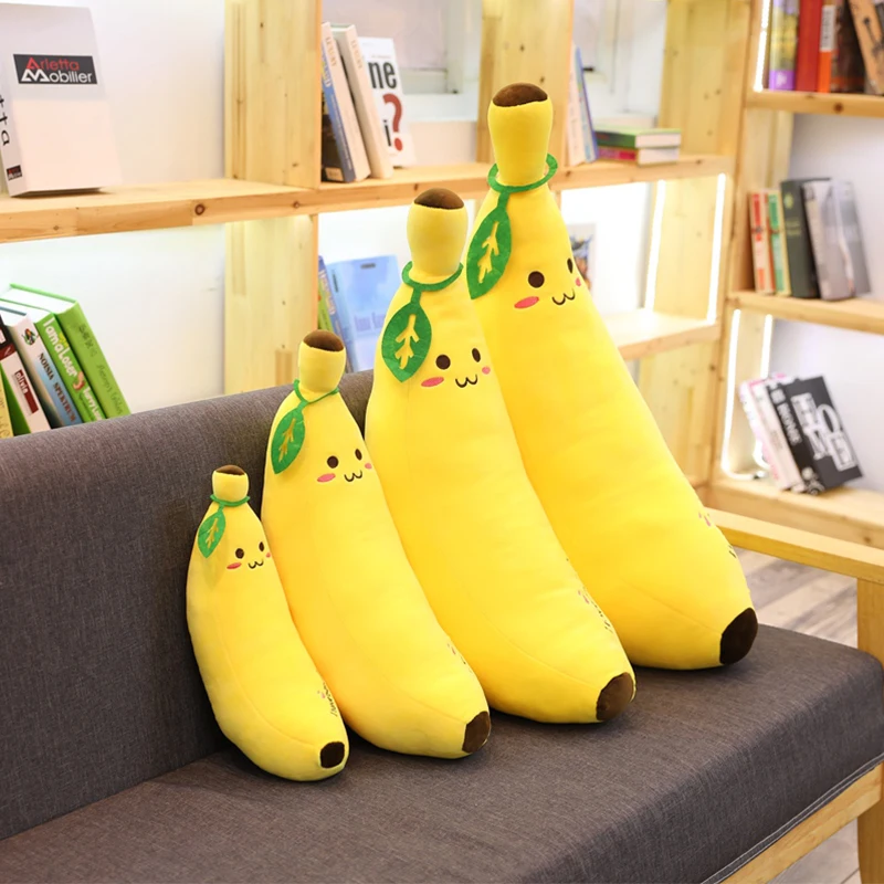 40-100cm Giant Soft Cartoon Smile Banana Plush Toys Stuffed Fruit Cushion Pillow Creative Girls Valentine's Gift Plush Toy Doll