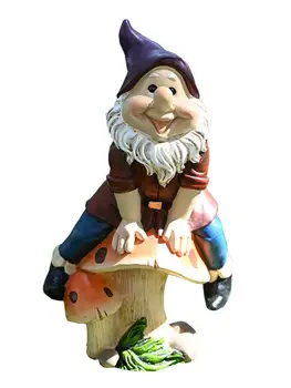 

Garden Resin Dwarf Ornaments Gnome Sitting On Mushrooms Outdoor Hanging Statues Crafts Courtyard Park Home Figurines Decoartion