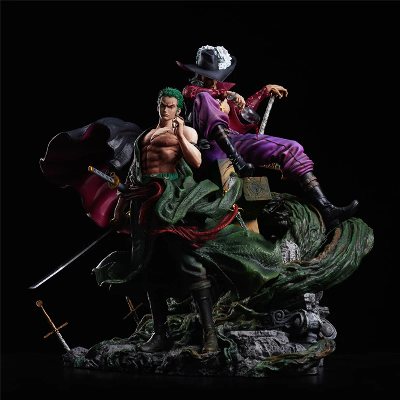 28cm Anime One Piece Roronoa Zoro Dracule Mihawk Action Figure Three