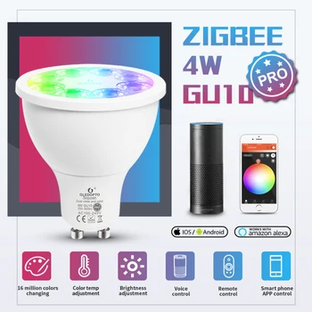 

ZigBee 3.0 RGB+CCT GU10 Pro Dimmable Smart LED Bulb Spotlight LED Wireless Amazon Alexa Voice Control Light Lamp 4W 100-240V