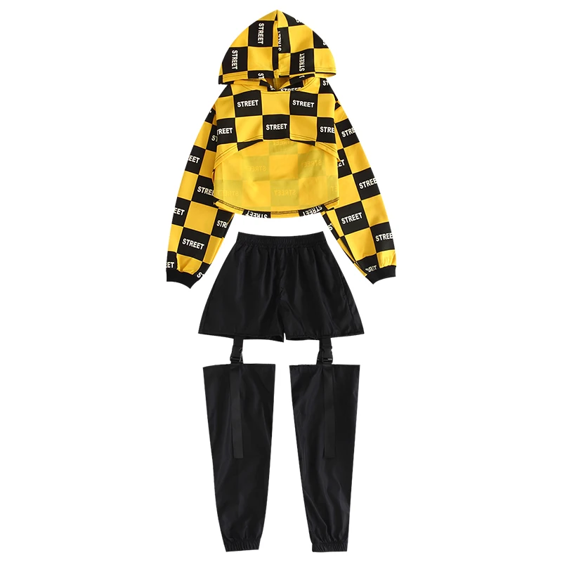 Kids Jazz Dance Costumes Hip Hop Dancing Clothes For Girls Long Sleeve Cotton Children Street Dance Clothing Stage Suits DN3944