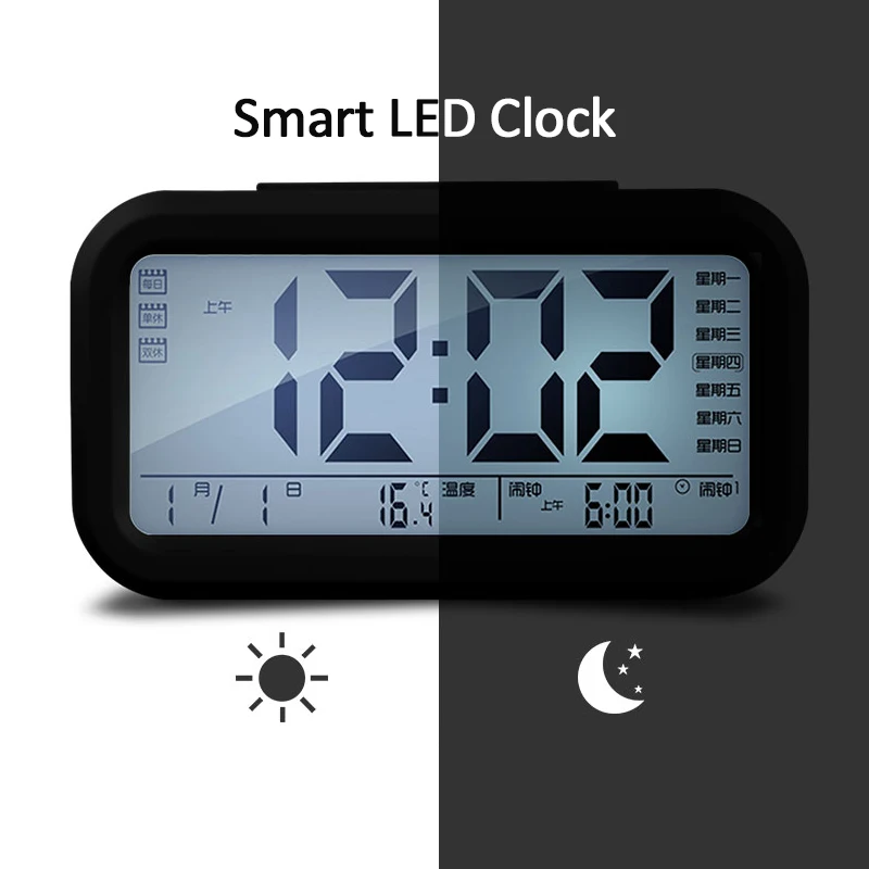 

2022 LED Digital Alarm Clock Backlight Snooze Mute Calendar Desktop Electronic Bcaklight Table clocks Desktop clock