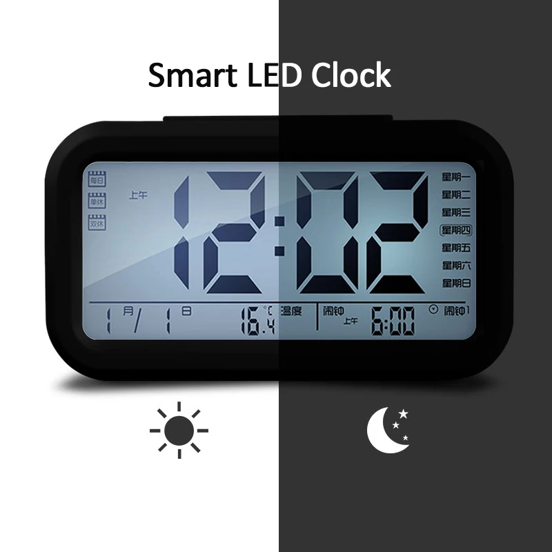 tough Perversion sponge 2022 cyfrowy budzik LED zegar podświetlenie drzemka wyciszenie kalendarz  pulpit elektroniczny Bcaklight zegary stołowe zegar na biurko - AliExpress