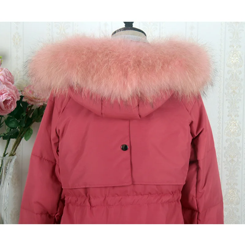 

Женский зимний пуховик, длинное пуховое пальто, женская теплая одежда с большим мехом и капюшоном, плотные облегающие куртки, женская одежда 1819W1254