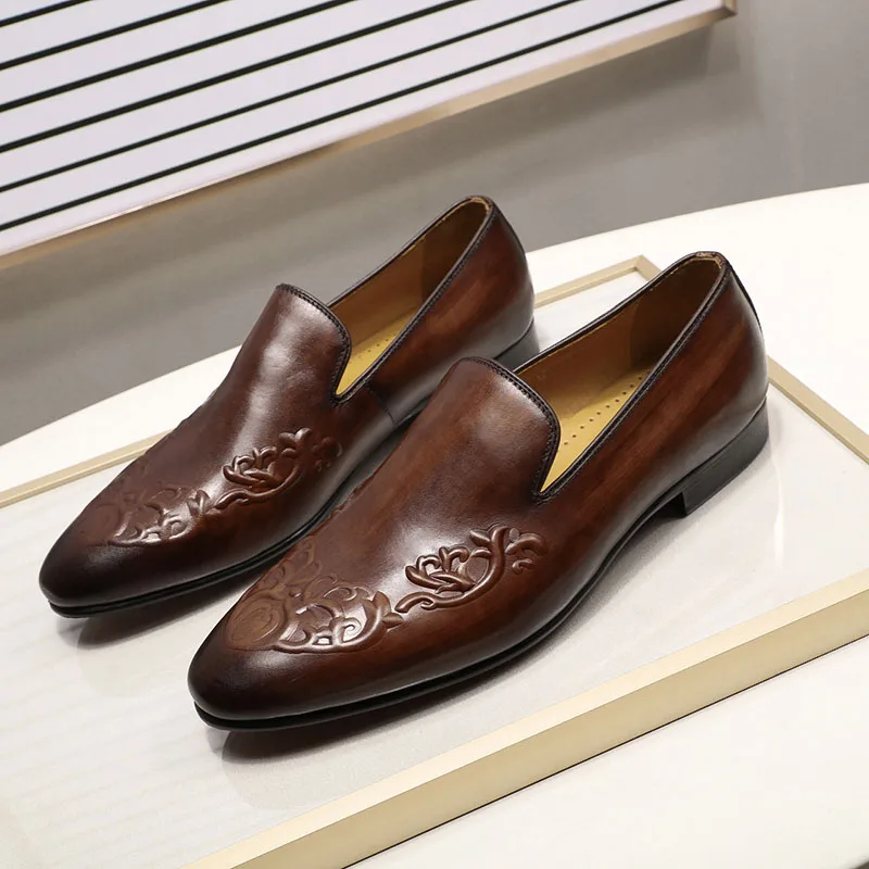 FELIX CHU/уличные модные мужские лоферы; слипоны из натуральной кожи; цвет коричневый; повседневные деловые модельные туфли; вечерние и свадебные мужские туфли