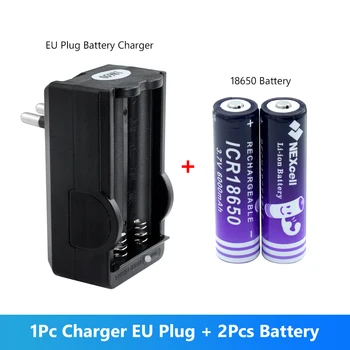 

2Pcs 18650 Rechargeable ICR 18650 Lithium Li Ion Battery 3.7V 6000mAh For Flashlight Headlamp With US/EU/USB Dual Slots Charger