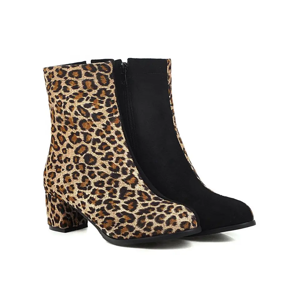 leopard print chunky boots