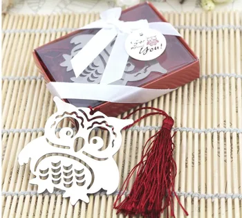 

700pcs Metal Owl Bookmark Wedding Favors and gifts Animal book markers Party Guests giftbox gifts for kids
