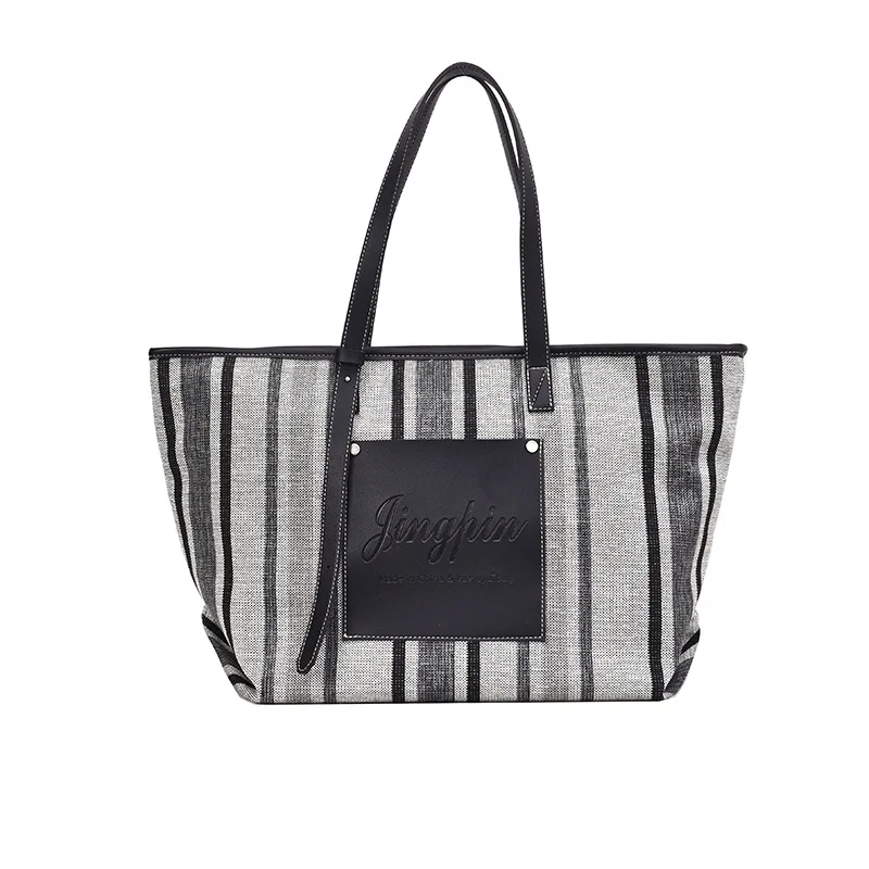 Black White Blue Stripe Handbag 2019 Extra Large Canvas Tote Bags for Women Canvas Bucket Shopper Shoulder Bag Ladies Office Bag (38)