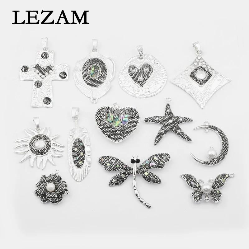 

1pcs Fashion Pendant Charms Shining Rhinestone Pave Shell Pendant Large Pendant Necklace Jewelry Making Material Findings