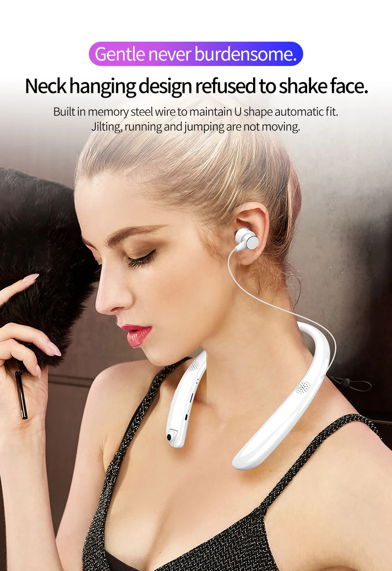 Беспроводные наушники V9 с функцией записи на шее, Bluetooth наушники с гарнитурой