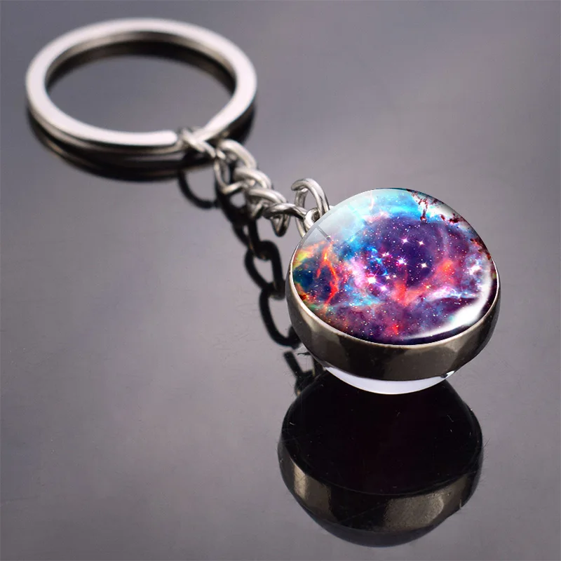 Новая мода Nebula ювелирные изделия планета галактика двухсторонний стеклянный шар подвеска брелок автомобильный держатель для ключей для друзей подарки - Цвет: As show 7