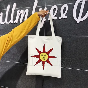 

Dark Souls II 2 Arteries Praise The Sun Print Reusable Shopping Bag Women Canvas Tote Bags Eco Bag Cartoon Shopper Shoulder Bags