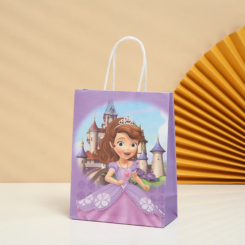 Multifunctionele Disney Sofia Partij Tas Met Handvatten 21X15X8Cm Festival Prinses Feestartikelen Candy Gift Verpakking zakken Kraftpapier