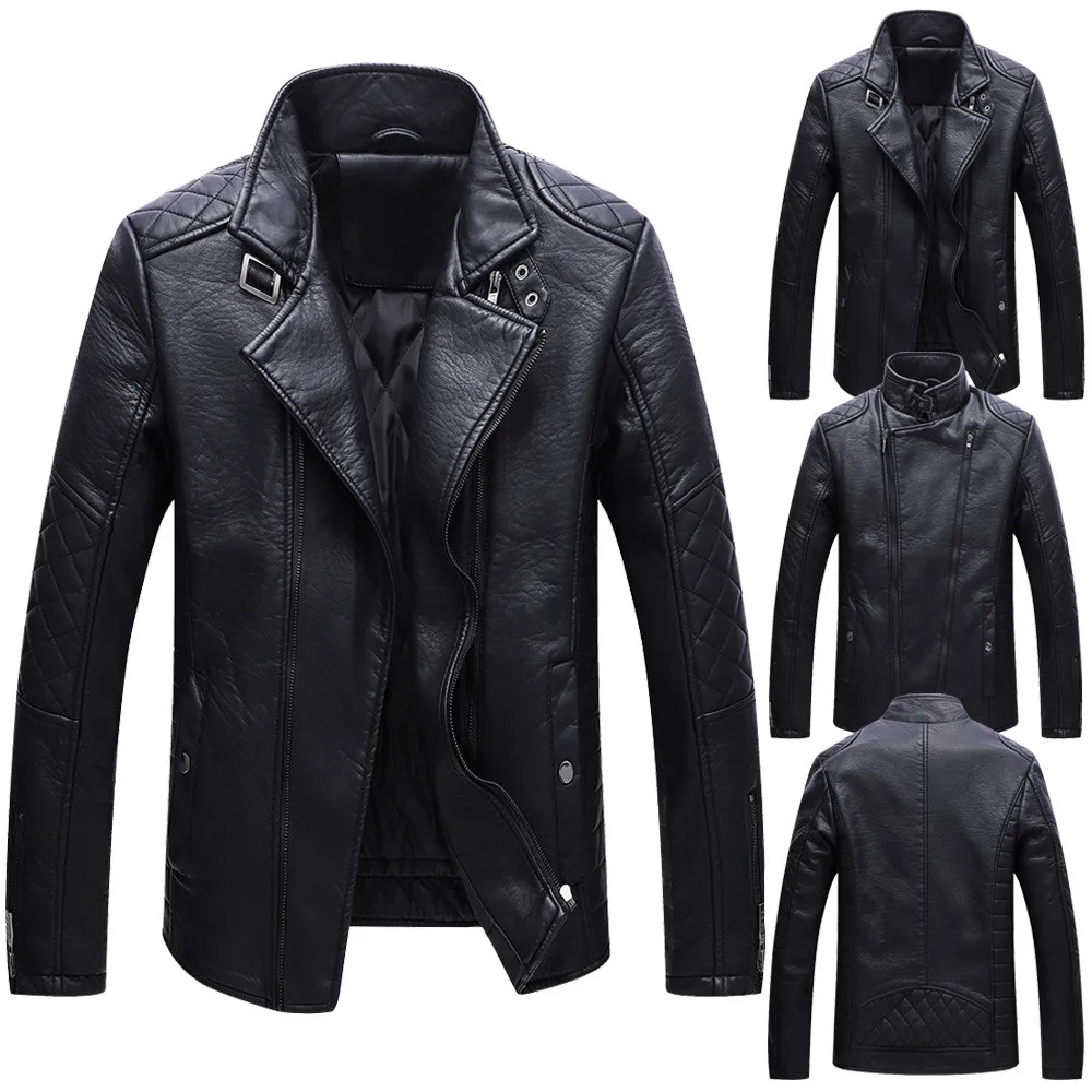 Chaqueta Hombre, мужская кожаная куртка, модная, мульти-молния, теплая ветровка, куртка с длинными рукавами, черные мужские пальто, зима#0730