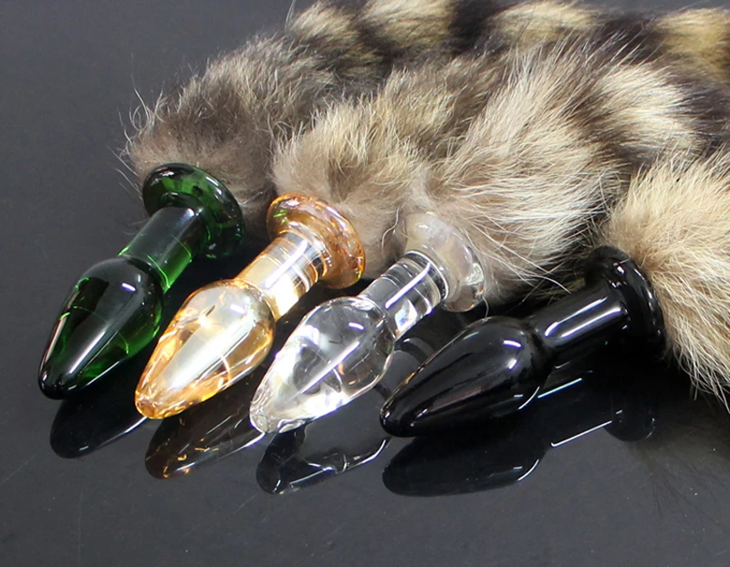h00uMGlass Butt Plug with Faux Fur Tail (12)