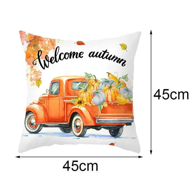 1pc Thanksgiving Autumn Maple Leaf Pumpkin Printed Peach Party Pillowcase Cover Skin Decoration 45*45cm Pillowcase Car Home K8K3