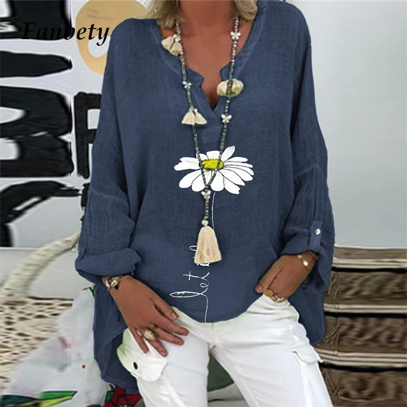 Elegant V-Neck Linen Cotton Women Blouse Shirts 2020 Autumn Floral Print Plus Size Tops Female Vintage Casual Long Sleeves Blusa Elegant V-Neck Linen Cotton Women Blouse Shirts 2020 Autumn Floral Print Plus Size Tops Female Vintage Casual Long Sleeves Blusa
