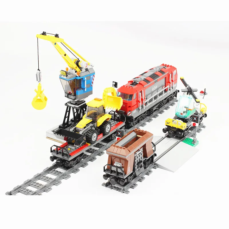 

Lepinblocks 02009 02017 City Series legoing RC Trains Track Rail Cargo Trains King Building Blocks 60098 60051 Toys Bricks Gift