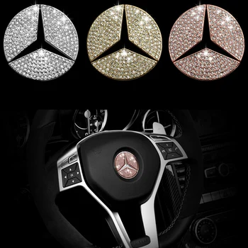 

1set Shining Rhinestones Zinc Alloy Car Diameter Steering Wheel Sticker For Mercedes Benz AMG GLC GLE CLA GLA W205 W211 W213