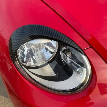 

2pcs Car Headlight Eyebrow Eyelids ABS Bright black Carbon color Stickers Trim Cover For VW Volkswagen Beetle A5 2012- 2019