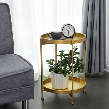 

Simple Double Layer Small Coffee Table Living Room Sofa Corner Several Bedrooms Bedside Several Small Round Tables Side Table