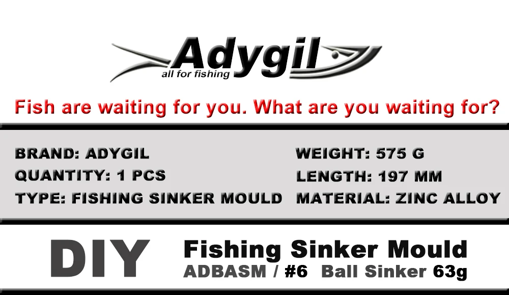 Adygil DIY Fishing Ball Sinker Mould ADBASM/#6 Ball Sinker 63g 6