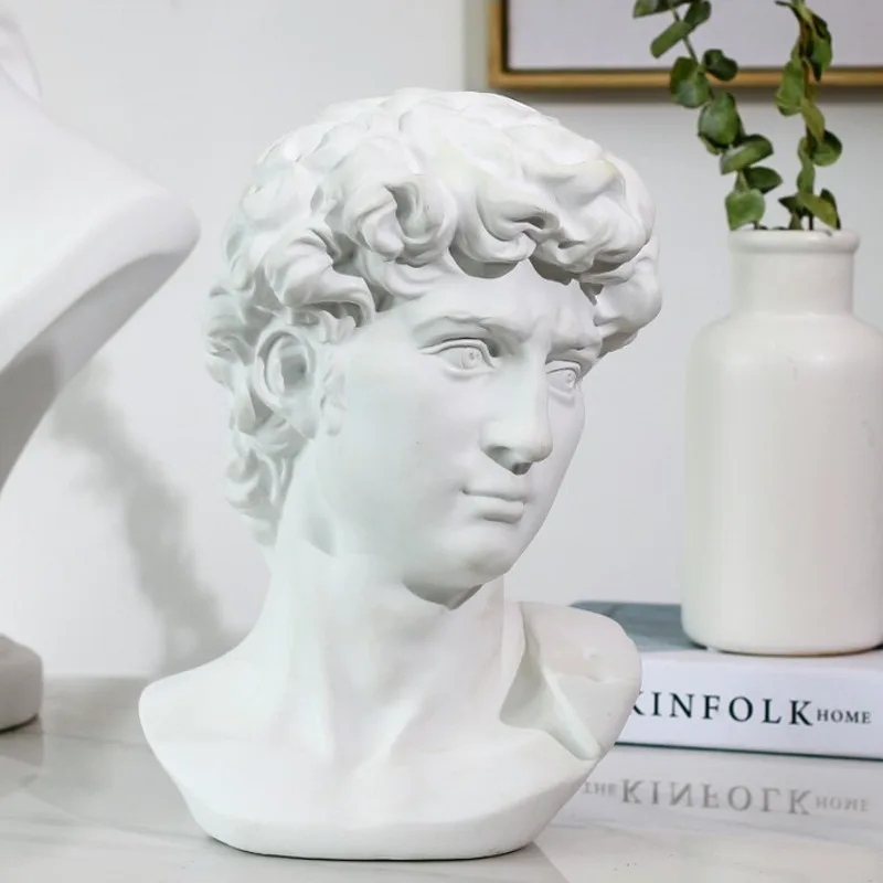Sculpture Art-Craft Head-Portraits Room-Decor David-Statue Gypsum Practice Michelangelo