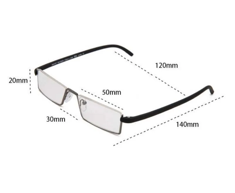 High-end men's blue-light proof reading glasses ladies stainless steel half frame reading glasses with glasses case