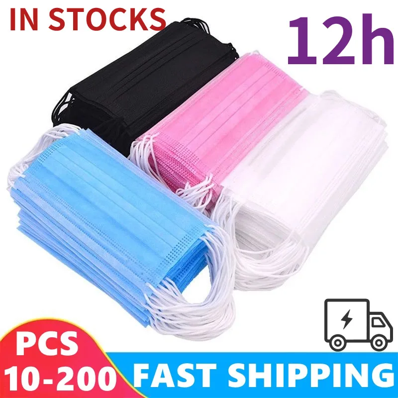 Маска одноразовая для лица 3 слоя 100 шт. | Безопасность и защита