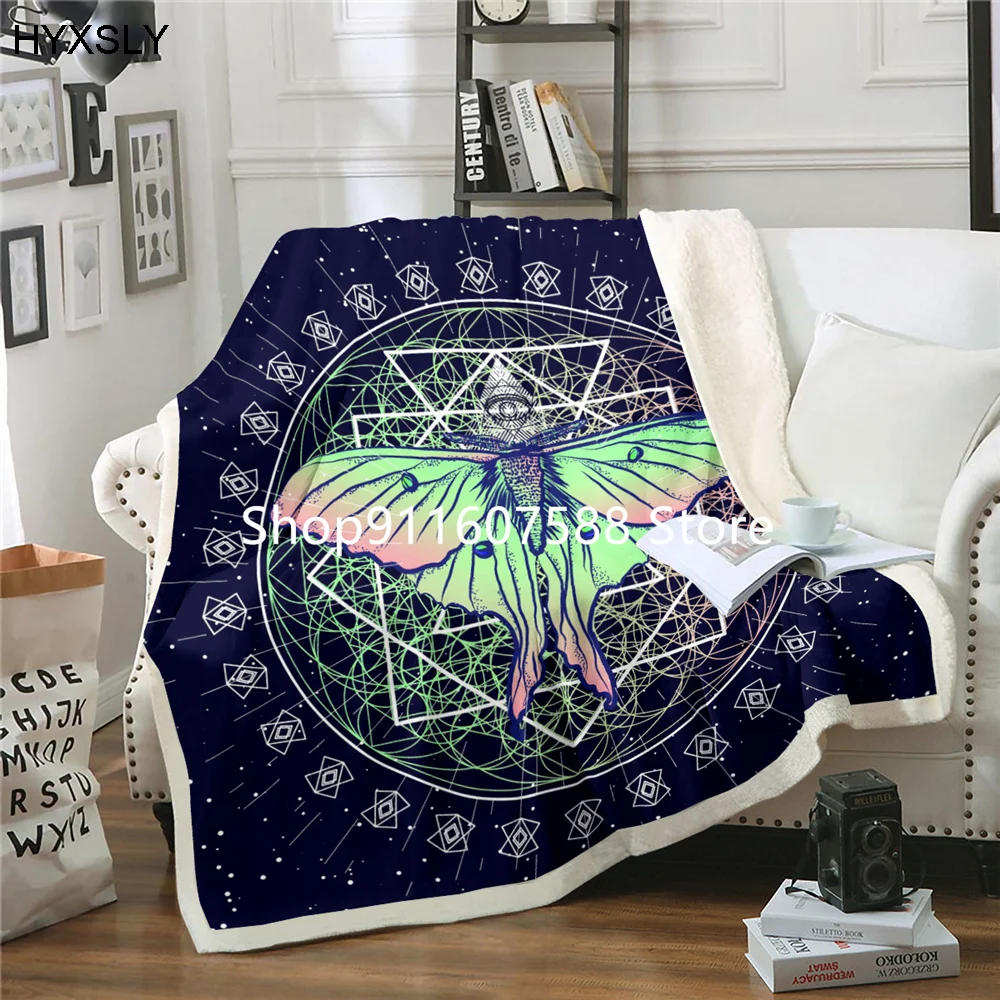 Black Death Moth Bedding Set Gothic Skull Bedding Blanket Fleece Bohemia Sofa Keep Warm Throw Queen Plush Blanket Bedspread