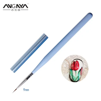 

ANGNYA 1Pcs Nail Propylene Pigment Painting Polish Drawing Brushes 7/9mm Nail Arts 3D Flower Pen Manicure Tools Blue with Cap