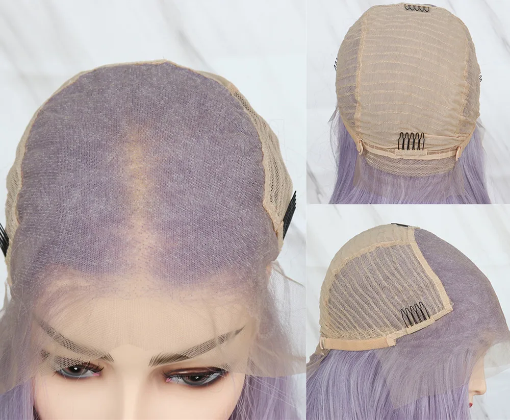 Vestido Infantil/Новинка; синтетический Синтетические волосы на кружеве парики светло-фиолетовый цвет средняя часть бесклеевого 13x6 Синтетические волосы на кружеве термостойкие парики волокна