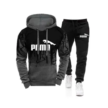 

New Casual Tracksuit Men 2 Pieces Sets Hooded Sweatshirts Spring Men's Clothes Pullover Hoodies Pants Suit Ropa Hombre Plus Size