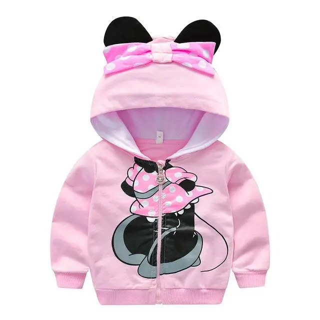 Toddler Boy Jacket Spring Autumn Fashion Cute Kids Girl Outerwear Miki Mouse Clothes Moleton Coat Children Zipper Hoodies - Цвет: Розовый