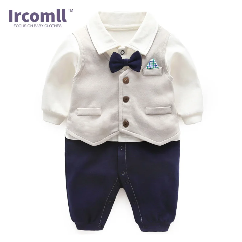 Ircomll 2018 модная одежда для маленьких мальчиков хлопковые комбинезоны с галстуком