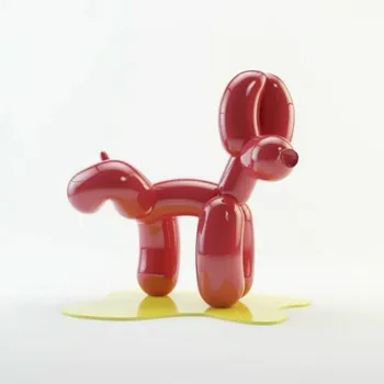 

WU CHEN LONG Simple Abstraction Geometry Red The Peeing Dog Resin Craftwork Statue Creative Home Decorations Birthday Gift A1944