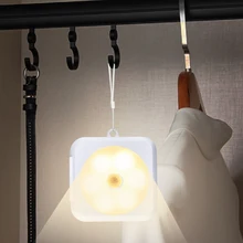 Беспроводной магнитный кухонный светильник 6 светодиодный датчик движения под шкафом свет для шкафа лестницы батарея питание Ночная лампа с шнурком