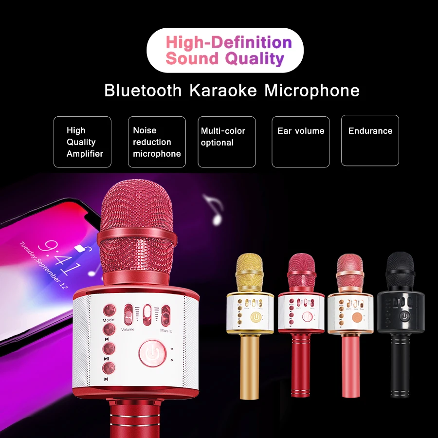 K38 беспроводной Bluetooth микрофон профессиональный динамик Consender ручной микрофон караоке микрофон для поет и записывает