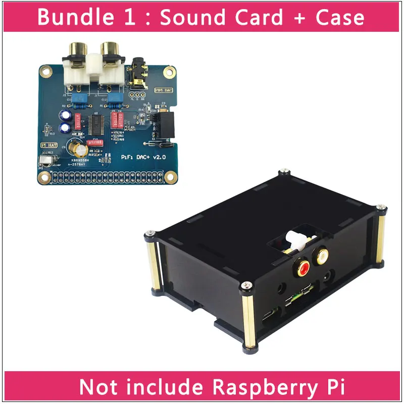Sound Card with Case Raspberry Pi 4 PiFi DAC+ интерфейс V2.0 ies HiFi звуковая карта аналоговая аудио Плата | акриловый чехол для Raspberry Pi 4 Модель B - Цвет: Sound Card with Case