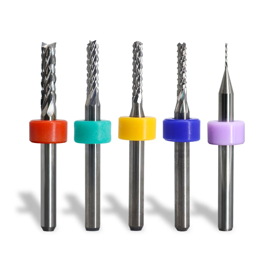 PCB 옥수수 스레드 밀 직경 0.5-3.175mm 조각 라우터 비트 세트, 3.175mm 생크 엔드 밀, CNC 공작 기계 1.0-3.0mm, 10 개